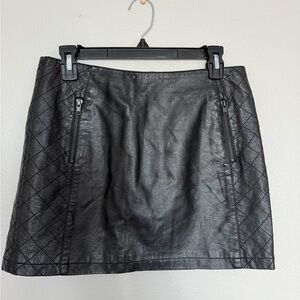 Women’s Black Quilted Faux Leather Skirt